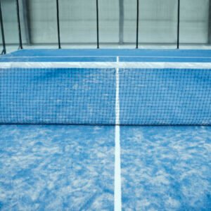 high angle empty paddle tennis field