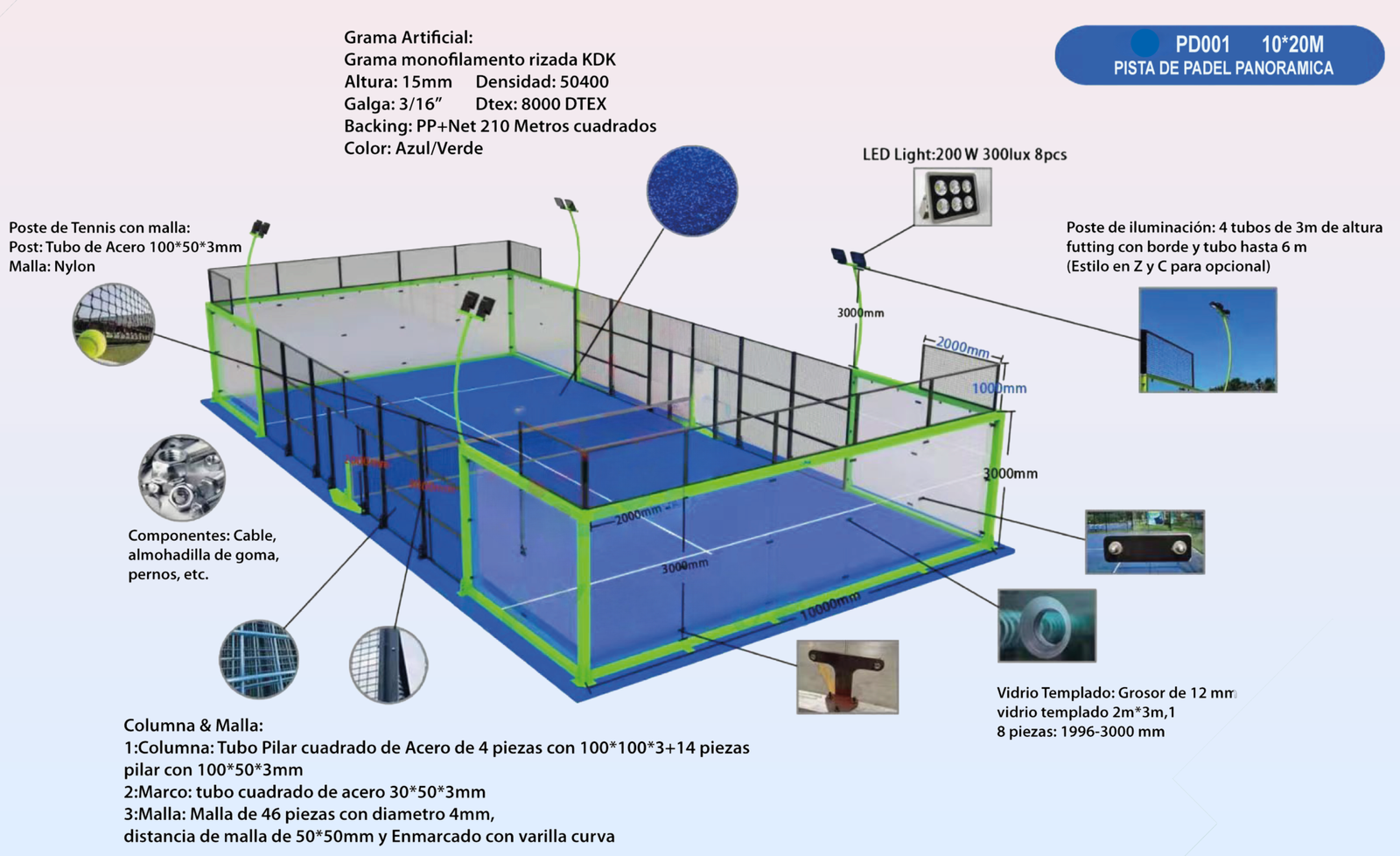 cancha padel detallado